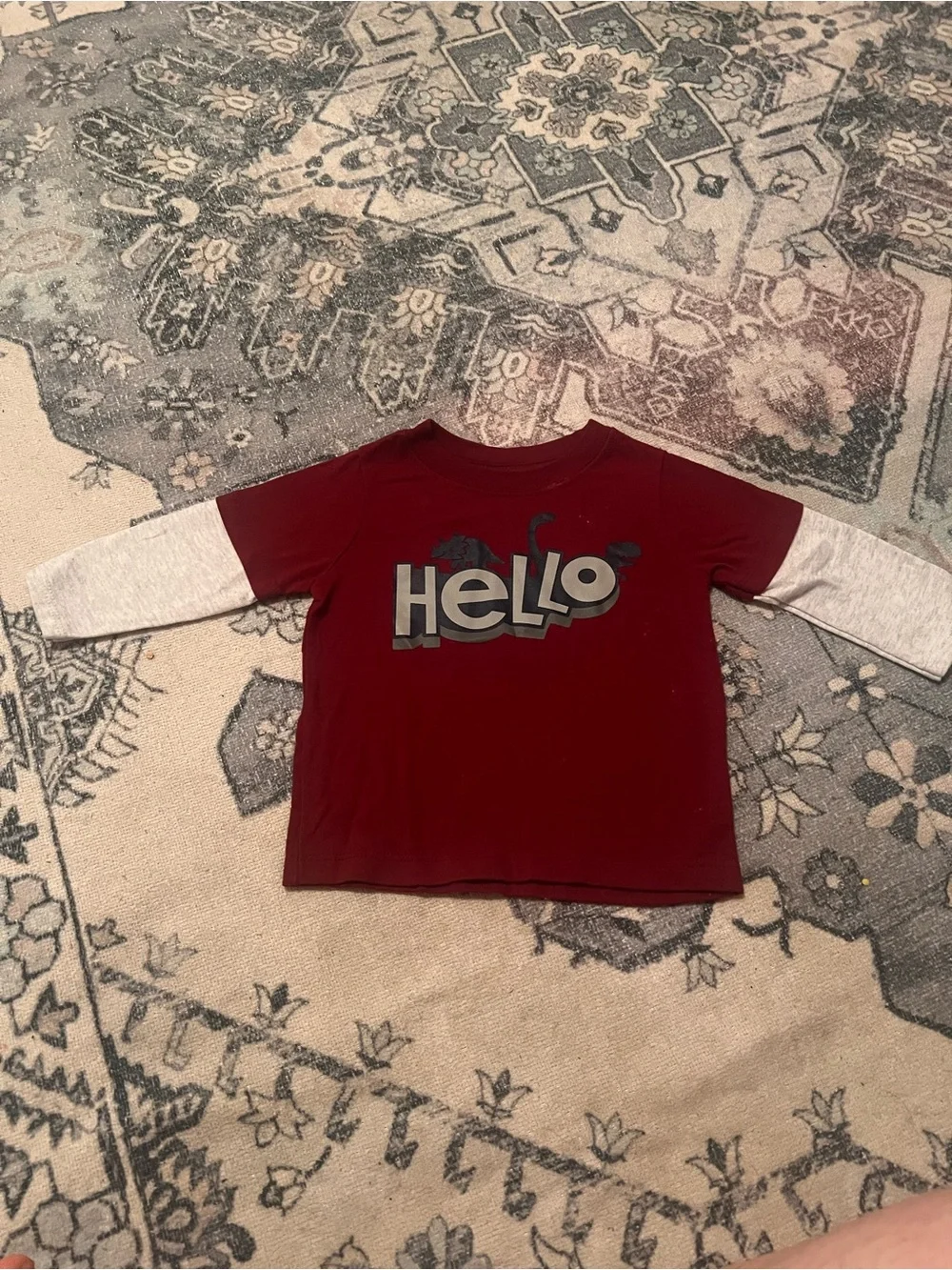 GAP Kids Long Sleeve Tees - Burgundy, White, Navy & Charcoal Stripe